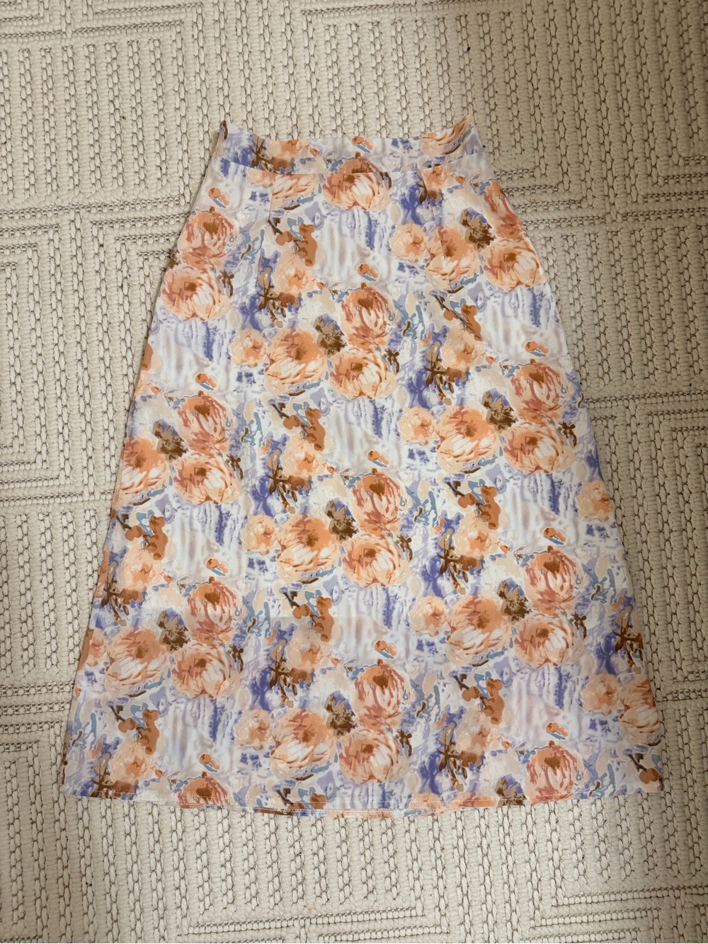 Floral Midi Skirt in Peach & Lavender